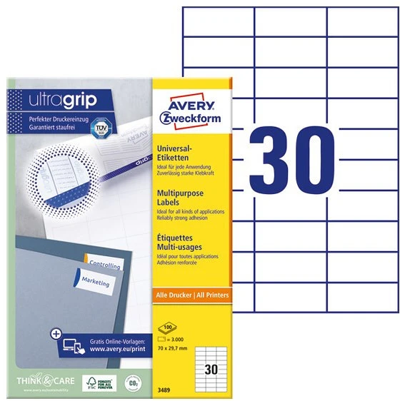 Avery 3489 nagyítás