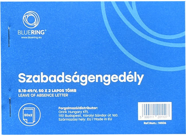 <span itemprop='brand'>Bluering</span> <span itemprop='sku'>SZABADSÁGENGEDÉLY A6 50X2LAPOS B.18-49/V</span> nagyítás