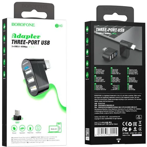Borofone 3X USB2.0 nagyítás
