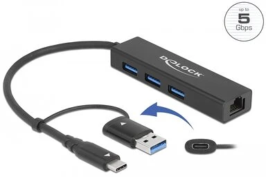 Delock USB 3.2 GEN 1 HUB nagyítás