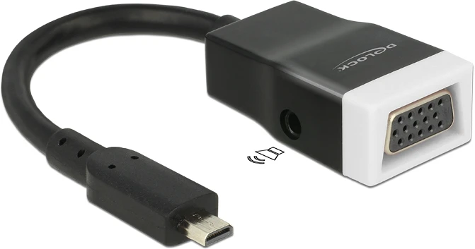 Delock ÁTALAKÍTÓ MICRO-HDMI MALE TO VGA FEMALE AUDIÓ FUNKCIÓVAL 65589 nagyítás