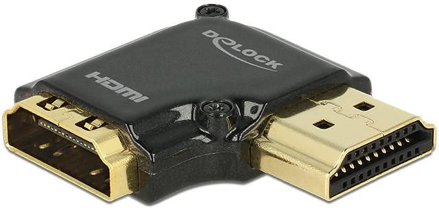 Delock HDMI-A/HDMI-A, F/M, 90° FEKETE nagyítás