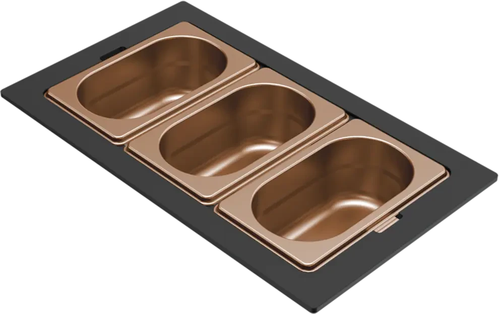 Elleci GOURMET 378 HÁROMRÉSZES BRONZ TÁROLÓ EDÉNY HPL KERETTEL nagyítás