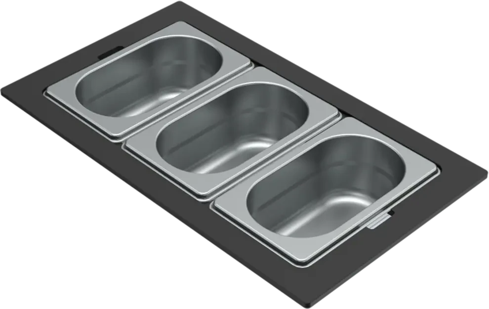 Elleci GOURMET 378 HÁROMRÉSZES INOX TÁROLÓ EDÉNY HPL KERETTEL nagyítás