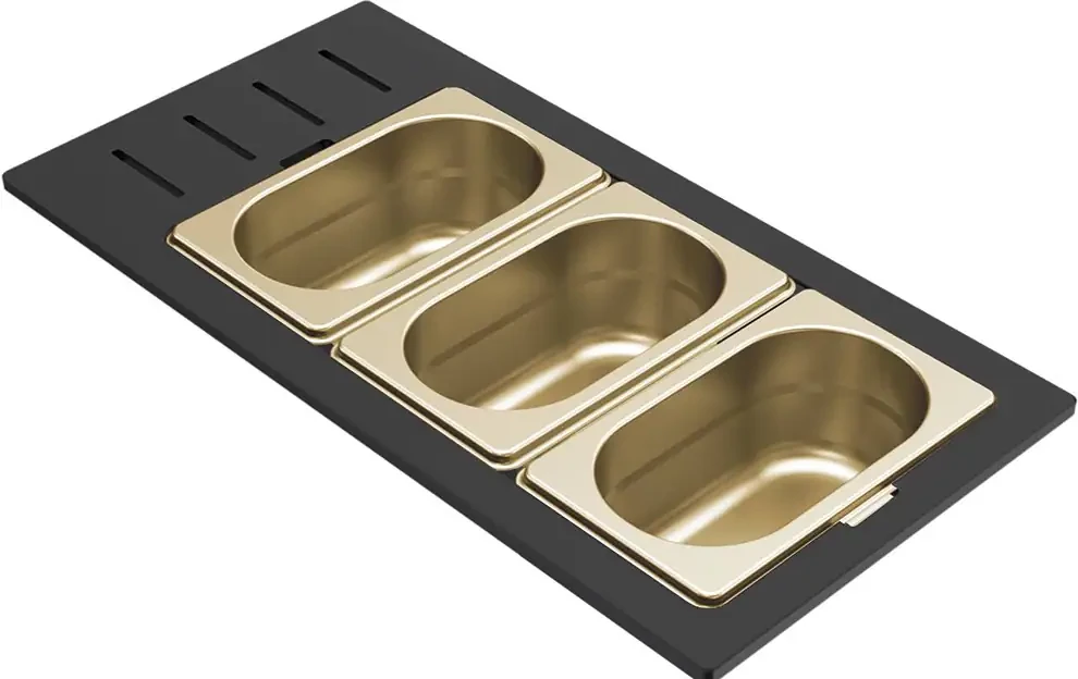 Elleci GOURMET 433 HÁROMRÉSZES ARANY TÁROLÓ EDÉNY HPL KERETTEL - ÚJ nagyítás