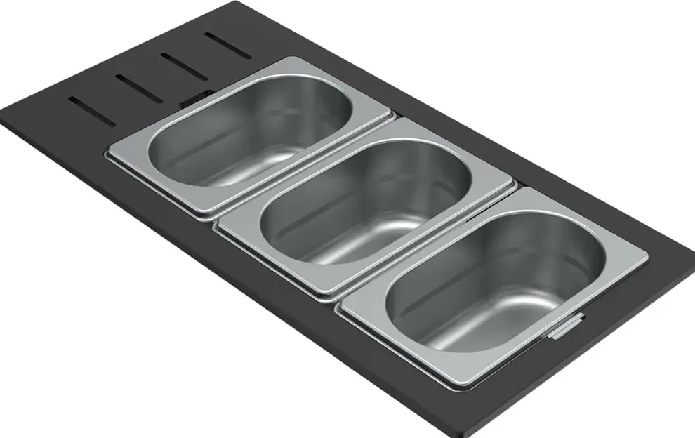 Elleci GOURMET 433 HÁROMRÉSZES INOX TÁROLÓ EDÉNY HPL KERETTEL - ÚJ nagyítás