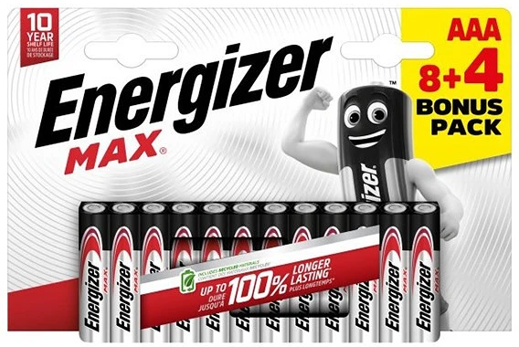 Energizer QUOT;MAX" AAA 8+4 nagyítás