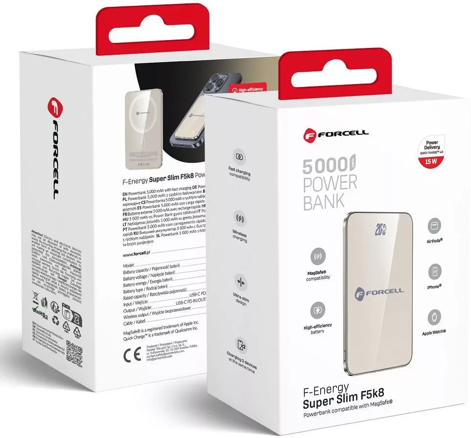 Forcell 15W, 5000MAH, QC4.0, SZÜRKE nagyítás