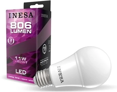 Inesa E27 806LM 3000K A60 11W nagyítás