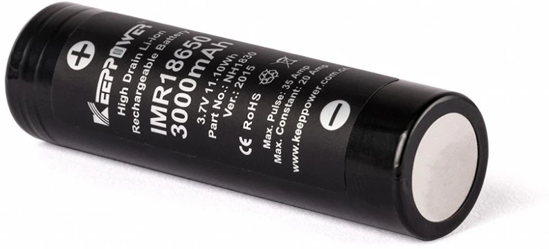 Keeppower 18650 3.7V 3000MAH 20A nagyítás