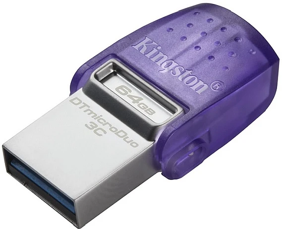 Kingston DATATRAVELER MICRODUO 64GB - USB 3.2 GEN 1 TYPE-C PENDRIVE - LILA DTDUO3CG3/64GB nagyítás