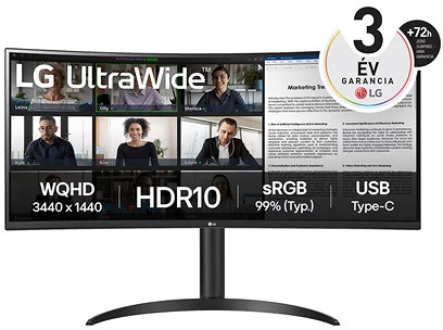Lg 21:9; 3440X1440; 5MS; 300CD; 100HZ, HDMIX2, DP; USB; HDR10; SRGB99%; nagyítás