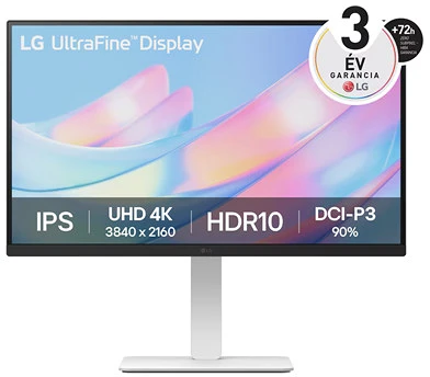Lg IPS; 16:9; 3840X2160; 5MS; 300CD; 60HZ; DP, HDMIX2, HDR; nagyítás