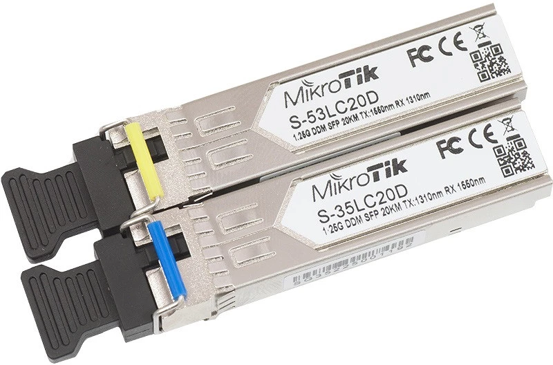 Mikrotik 1.25G SM, 20KM, T1310NM/R1550NM, LC, DDM nagyítás
