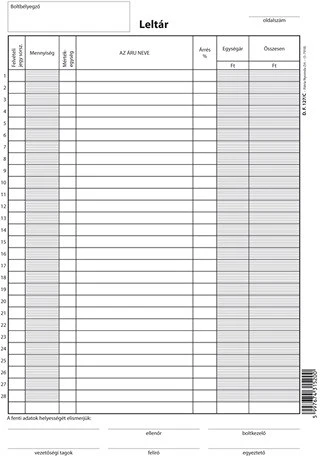 Pátria LELTÁRFELVÉTELI ÍV nagyítás