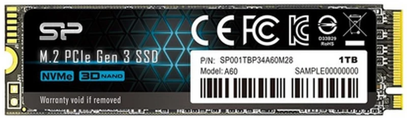 Silicon power A60 1TB M.2 PCIE NVME 2280 SSD SP001TBP34A60M28 nagyítás