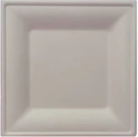  20.01149 Szögletes eldobható papírtányér KOMP cukornád lebomló 26x26 cm natúr kép