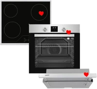 Homefort -  homefort - homefort HFBK64T2B Homefort eco trio szett ( beépíthető kerámia főzőlap + hsb64dgx beépíthető sütő + hpk611x beépíthető kihúzható páraelszívó) + kép