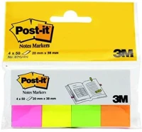 3m postit COR_LP6704N Jelölőcímke, papír, 4x50 lap, 20x38 mm, neon vegyes kép