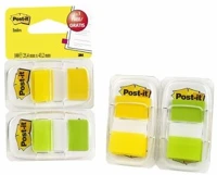 3m COR_LP680YG2 Jelölőcímke, műanyag, 2x50 lap, 25x43 mm, sárga és zöld kép