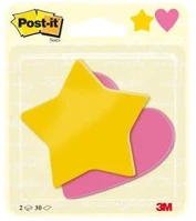 3m COR_LPBC2030SHEU öntapadó jegyzettömb, szív és csillag forma, 70x72 mm, 2x30 lap, 3m kép