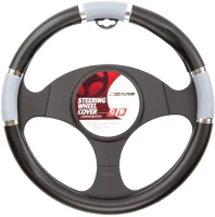 4cars 92247 Volánvédő 37-39 cm fekete, világosszürke betétekkel - kép