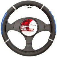 4cars 92292 Volánvédő 37-39 cm, fekete, kék bordákkal - kép