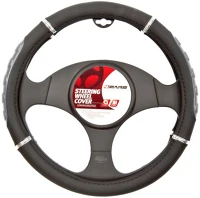 4cars 92308 Volánvédő 37-39 cm, fekete, szürke bordákkal - kép