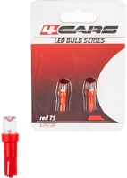4cars 92643 Izzó 1led 12v t5 piros, 2 db - kép