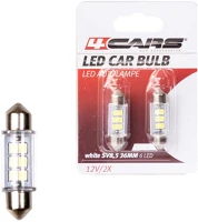 4cars 92803 Izzó 6led 12v sv8,5 36 mm, szoffita, 2 db - kép