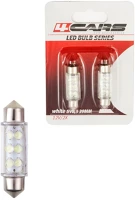 4cars 92827 Izzó 6led 12v sv8,5 39 mm, szoffita, 2 db - kép
