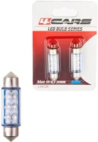 4cars 92834 Izzó 6led 12v sv8,5 39 mm kék, szoffita, 2 db - kép