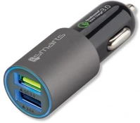 4smarts 4S464458 Rapid autós gyorstöltő adapter 2xusb, qc 3.0, 3.1a, 30w matt-szürke kép