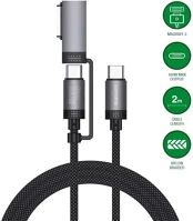 4smarts 4S541305 Combocord usb-c adatkábel, magsafe 3 adapterrel, 100w, 2m, fekete kép