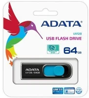 A-data AUV128-64G-RBE 64gb dashdrive uv128 usb-a 3.0 pendrive box fekete-kék kép