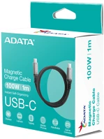 A-data CACCU3-100W-100AN-BK Kábel usb 3.2 - usb typec - typec 1m műanyag fekete, mágneses kép
