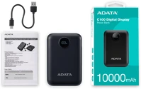 A-data PC10022-12BK Power bank 10000mah c100 fekete, digitális kijelző kép