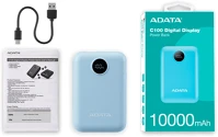 A-data PC10022-12LB Power bank 10000mah c100 kék, digitális kijelző kép