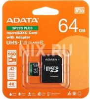 A-data UD64GUI3V30A2SP-RA1 uhs-1 class10 u3 v30 a2 vízálló ütésálló microsdxc memóriakártya kép