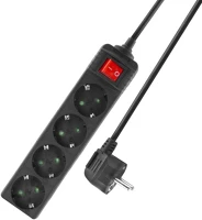 Act AC2440 Power strip with illuminated switch hálózati elosztó kapcsolóval 4din 2m black kép