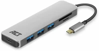 Act AC7050 Usb-c hub 3 port with cardreader grey kép