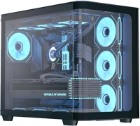 Aerocool P500C-G-BK-V1 p500c v1 számítógépház - atx, edzett üveg elöl/oldalt, 4db argb kép