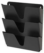 Alba COR_BAP33 Prospektustartó, fém, fali, fekvő, a4, 3 rekesz, fekete kép