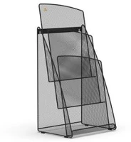 Alba COR_BAP34 Prospektustartó, fémhálós, asztali, álló, a4, 3 rekesz, fekete kép