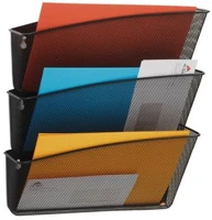 Alba COR_IAL15 Irattartó, fali, fémhálós, 3 zsebes, fekete kép