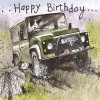 Alex clark AC106 Képeslap  borítékkal, 14x14 cm, dzsip hbd kép