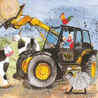 Alex clark AC183 Képeslap  borítékkal, 14x14 cm, traktoros móka kép