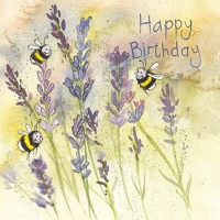 Alex clark AC212 Képeslap  borítékkal, 14x14 cm,levendula méhekkel kép