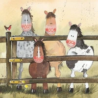 Alex clark AC28 Képeslap  borítékkal, 14x14 cm, pónik kép