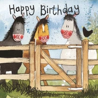 Alex clark AC287 Képeslap  borítékkal, 14x14 cm, lovak hbd kép